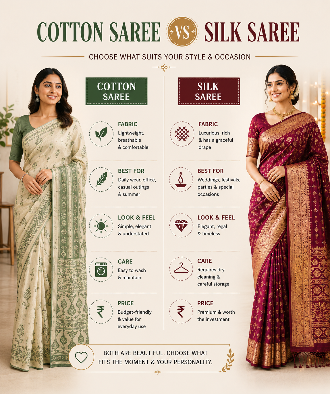 Cotton Sree vs. Silk Saree