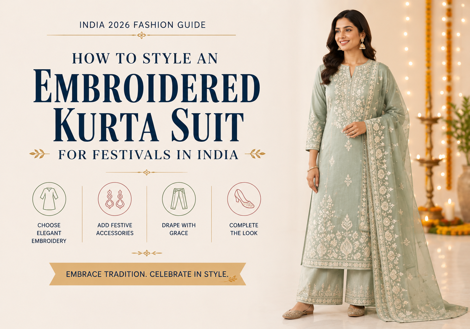 How to style an embroidered kurta suit for festivals in India