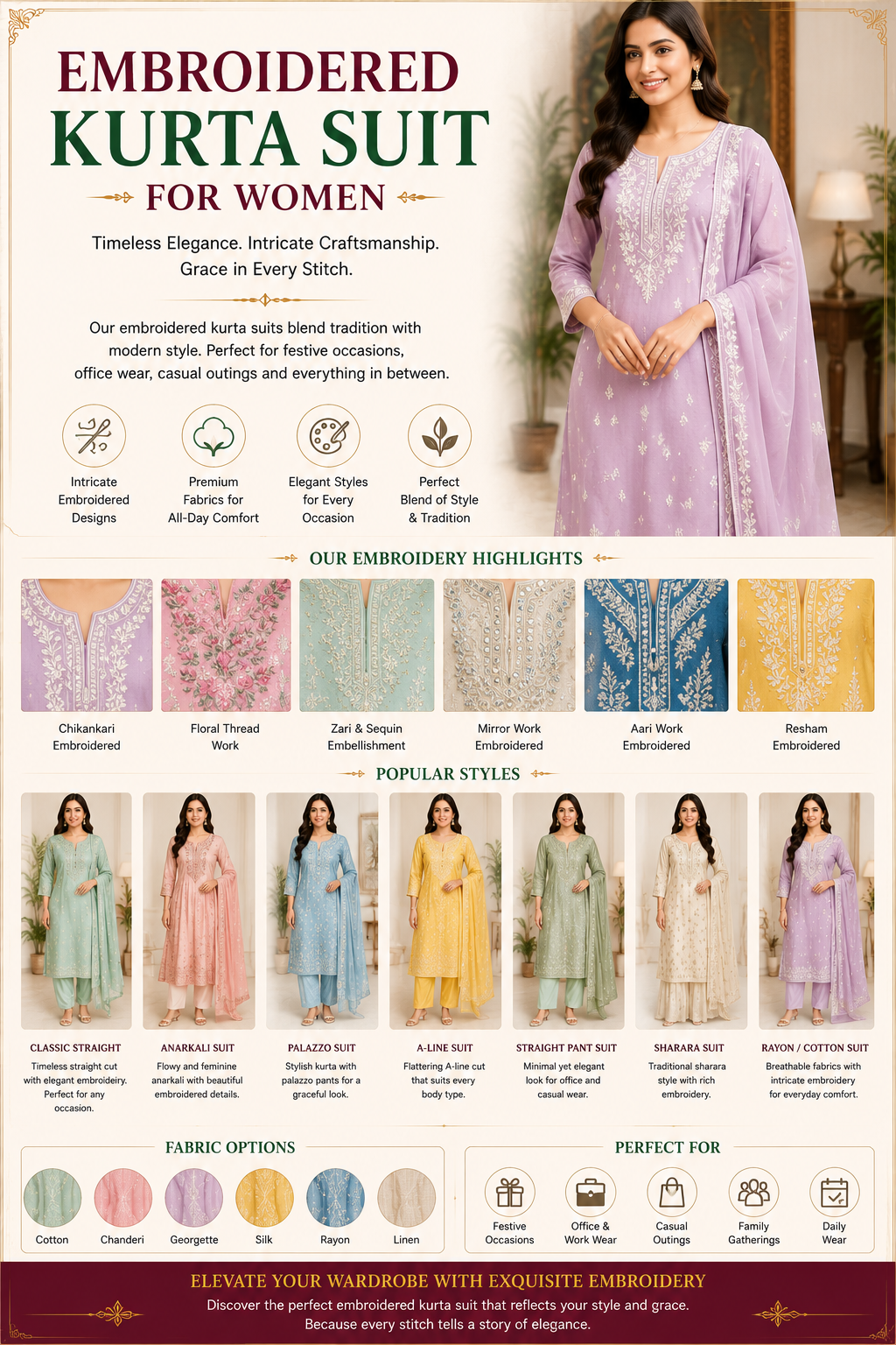 Embroidered Kurta Suit for Women: Best Festive Picks