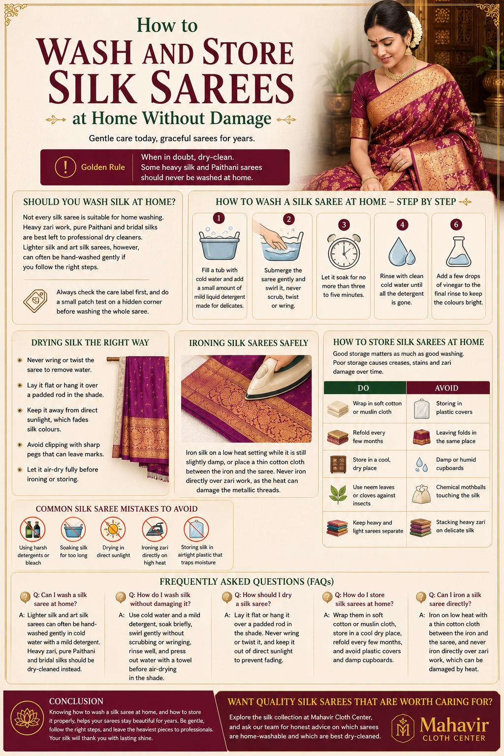 How to Wash and Store Silk Sarees at Home Safely