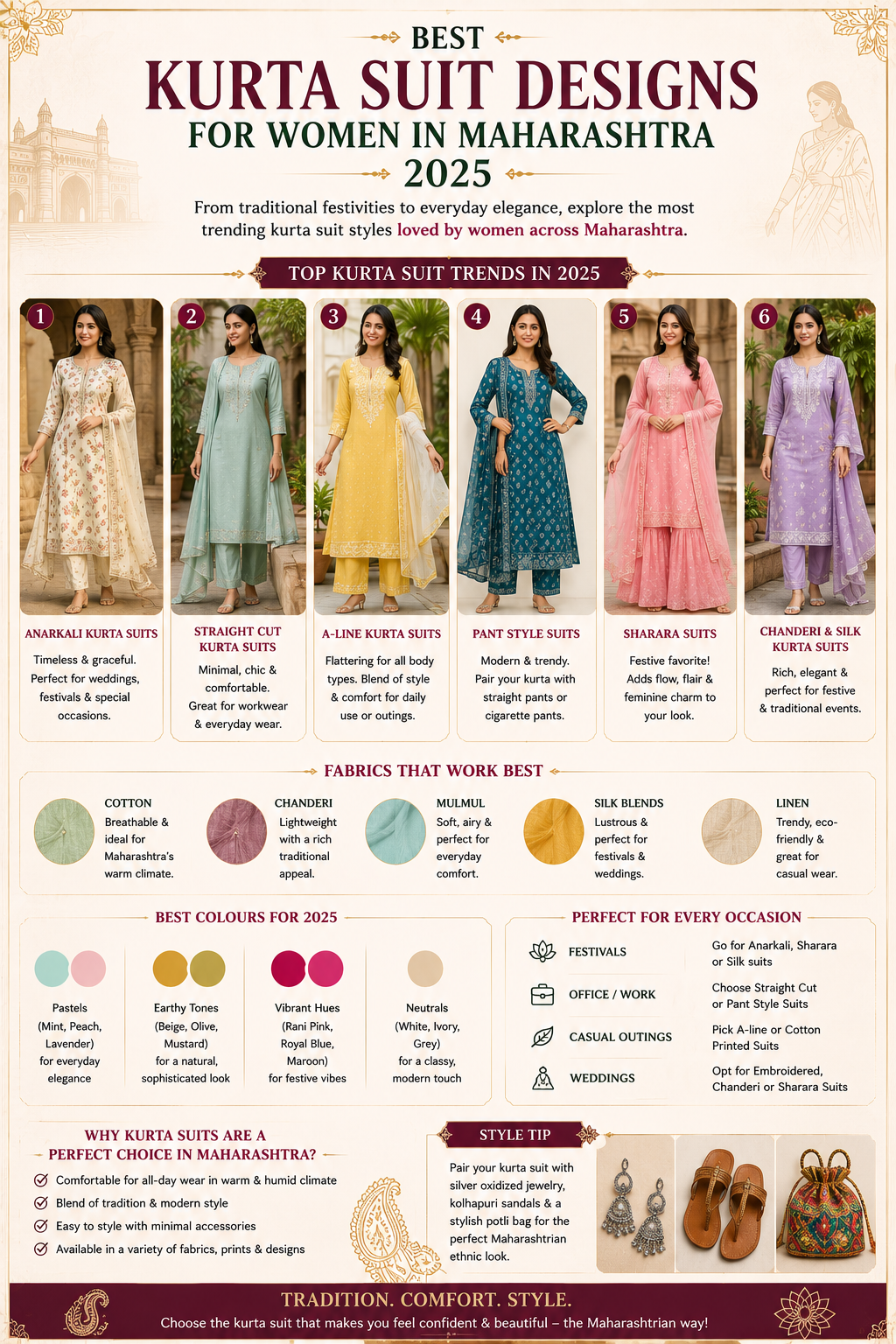 Best Kurta Suit Designs for Women in Maharashtra 2025